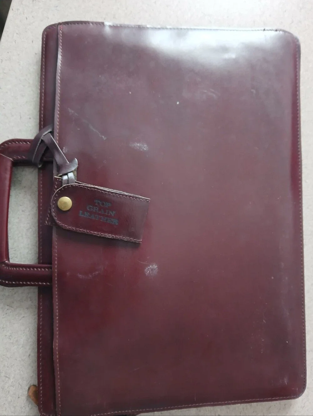Vintage Top Grain Leather Burgundy Briefcase